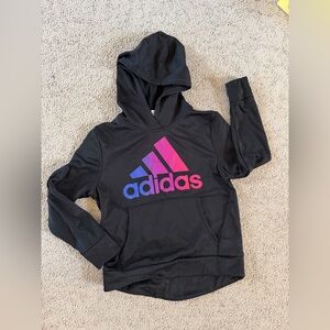 Adidas Kids Black Hoodie with Pink and Blue Accents